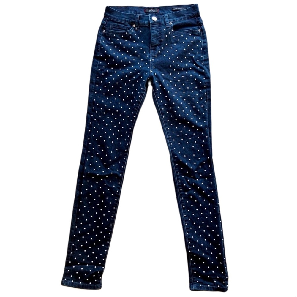 BDG High-Waisted Pearl Accent Dark Blue Jeans